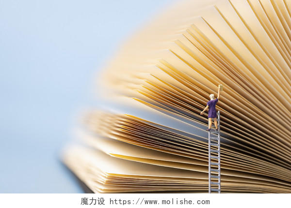 图书梯子微缩创意世界读书日海报